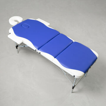 Deluxe aluminium blue and white portable massage table