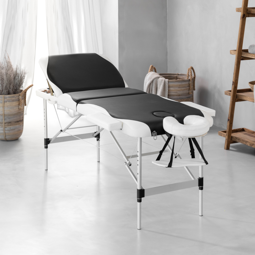 Massage Beds | Deluxe Aluminum Black and White